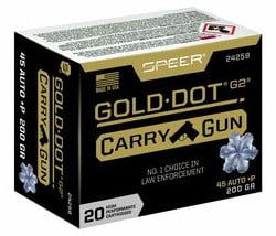 Gold Dot Carry Gun packaging and cartridges