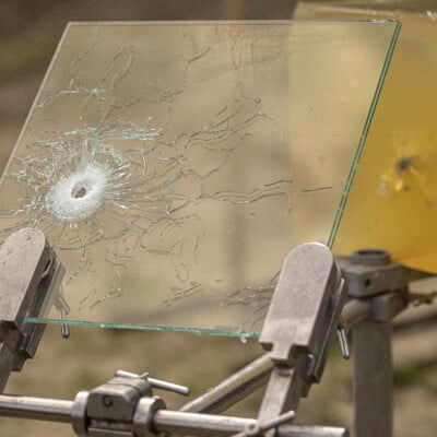 sheet of glass shot with a block of gel behind it
