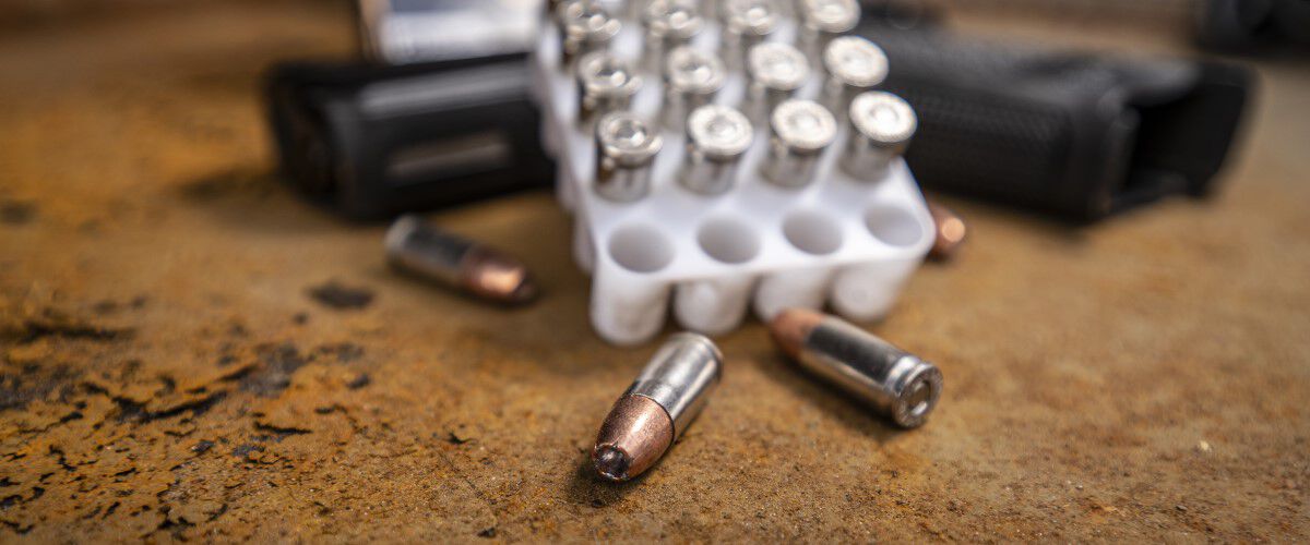 Gold Dot bullets laying on a table