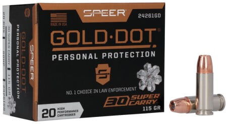 Gold Dot 30 Super Carry packaging and cartridges