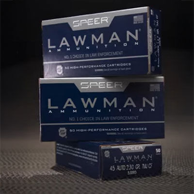 multiple boxes of lawman ammunition stacked on top of each other