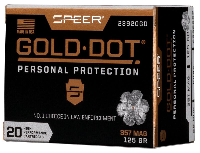 Gold Dot Handgun Personal Protection, 357 Magnum, 125 Grain, Gold Dot Hollow Point, 1450 fps
