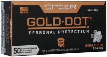 Gold Dot Handgun Personal Protection, 9mm Luger, 124 Grain, Gold Dot Hollow Point, 1150 fps