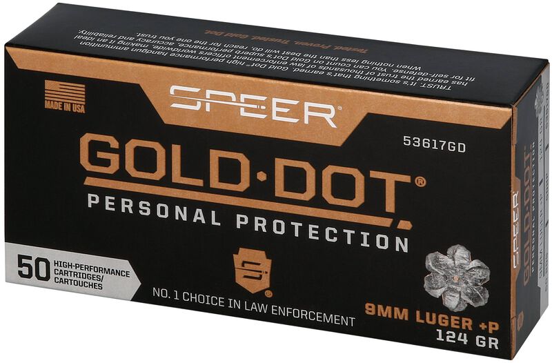 Gold Dot Handgun Personal Protection, 9mm Luger +P, 124 Grain, Gold Dot Hollow Point, 1220 fps