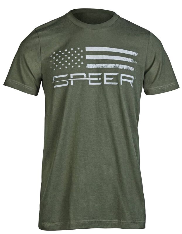 Speer Distressed Flag T-Shirt - Olive, Olive, Small