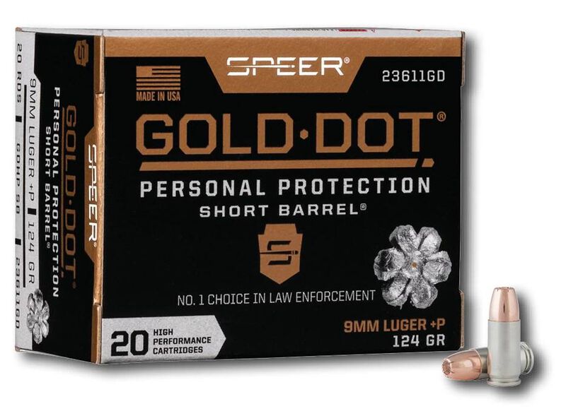 Gold Dot Short Barrel Personal Protection, 9mm Luger +P, 124 Grain, Gold Dot Hollow Point Short Barrel, 1150 fps