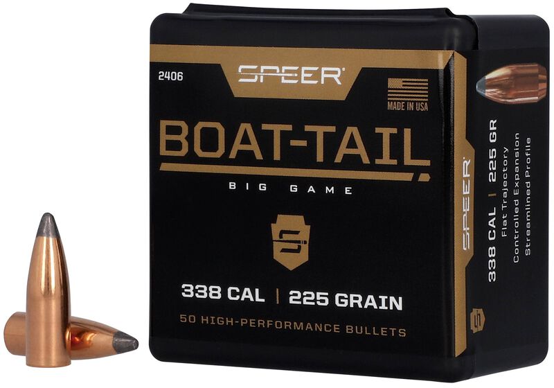Boat-Tail Rifle Bullet, .338, 225 Grain
