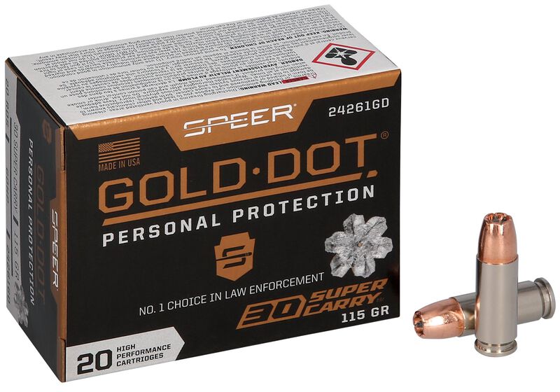 Gold Dot Handgun Personal Protection, 30 Super Carry, 115 Grain, Gold Dot Hollow Point, 1150 fps