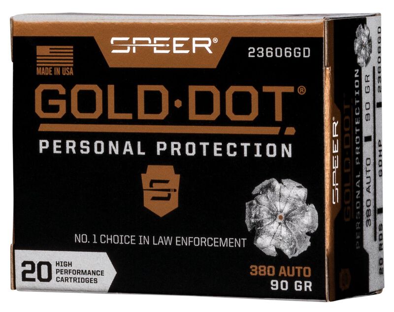 Gold Dot Handgun Personal Protection, 380 Auto, 90 Grain, Gold Dot Hollow Point, 1040 fps