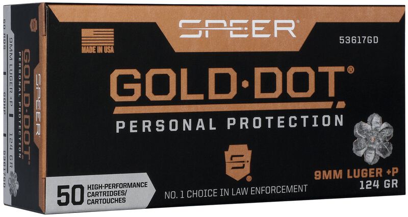 Gold Dot Handgun Personal Protection, 9mm Luger +P, 124 Grain, Gold Dot Hollow Point, 1220 fps