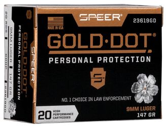 Gold Dot Handgun Personal Protection, 9mm Luger, 147 Grain, Gold Dot Hollow Point, 985 fps