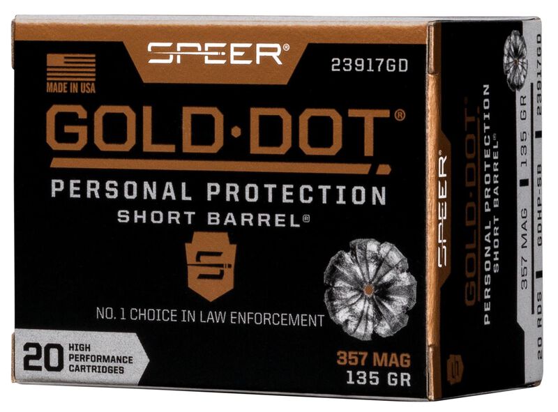 Gold Dot Short Barrel Personal Protection, 357 Magnum, 135 Grain, Gold Dot Hollow Point Short Barrel, 990 fps