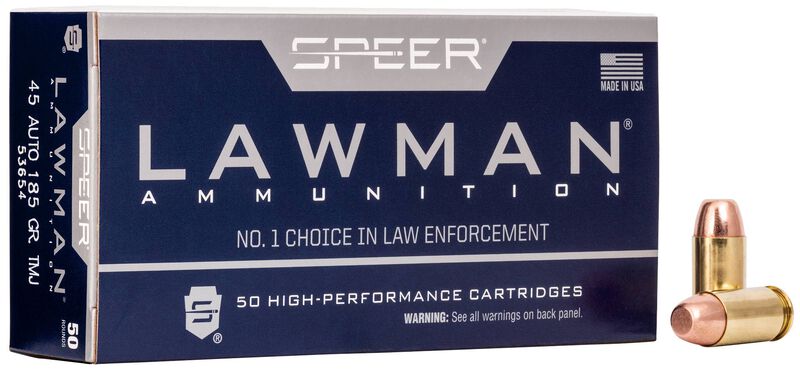 Lawman Handgun Training, 45 Auto, 185 Grain, Total Metal Jacket, 1050 fps