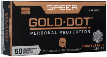 Gold Dot Handgun Personal Protection, 9mm Luger +P, 124 Grain, Gold Dot Hollow Point, 1220 fps