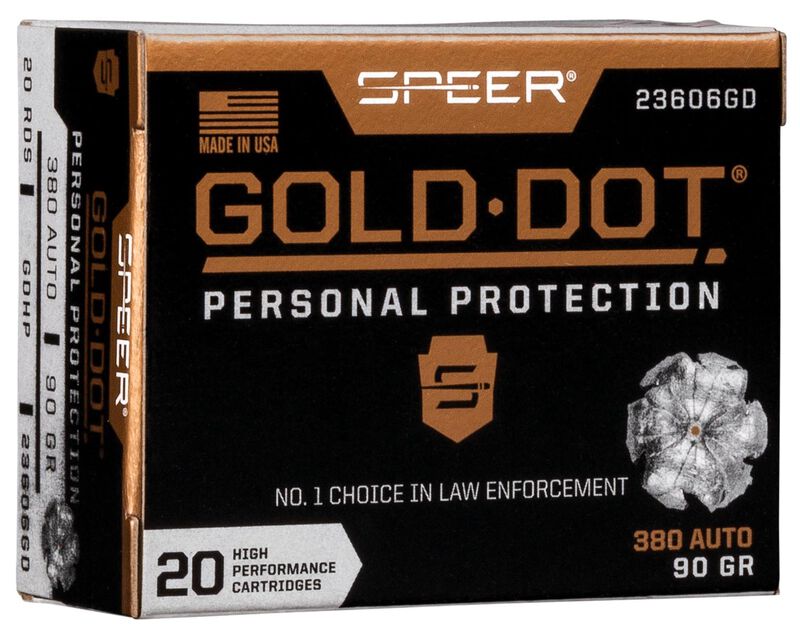 Gold Dot Handgun Personal Protection, 380 Auto, 90 Grain, Gold Dot Hollow Point, 1040 fps