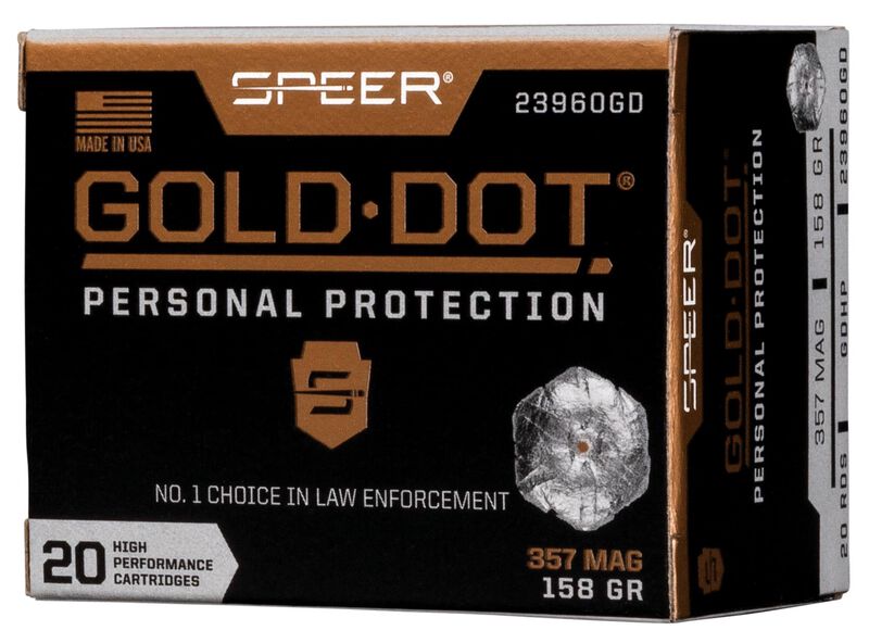 Gold Dot Handgun Personal Protection, 357 Magnum, 158 Grain, Gold Dot Hollow Point, 1235 fps