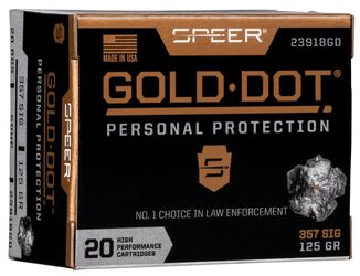 Gold Dot Handgun Personal Protection, 357 Sig, 125 Grain, Gold Dot Hollow Point, 1350 fps