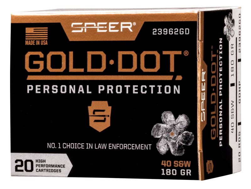 Gold Dot Handgun Personal Protection, 40 S&amp;W, 180 Grain, Gold Dot Hollow Point, 1025 fps