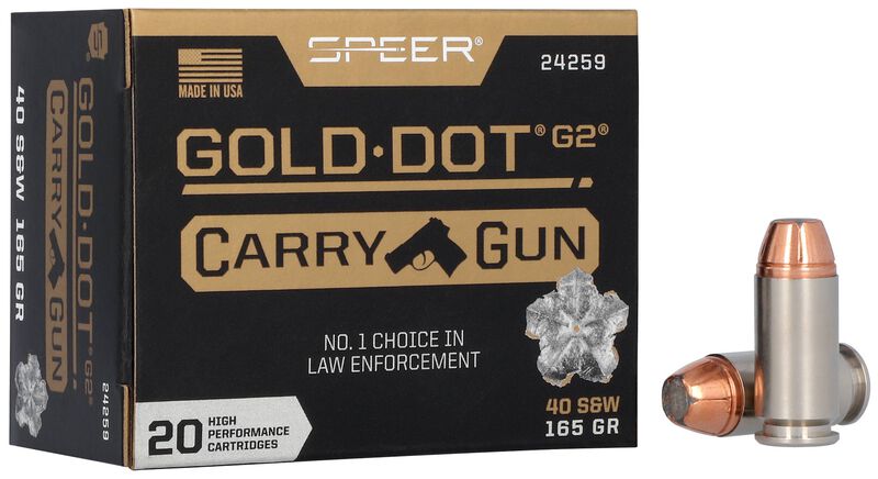 Gold Dot Carry Gun, 40 S&amp;W, 165 Grain, Gold Dot Hollow Point, 1150 fps