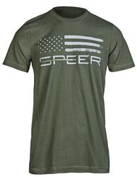 Speer Distressed Flag T-Shirt - Olive