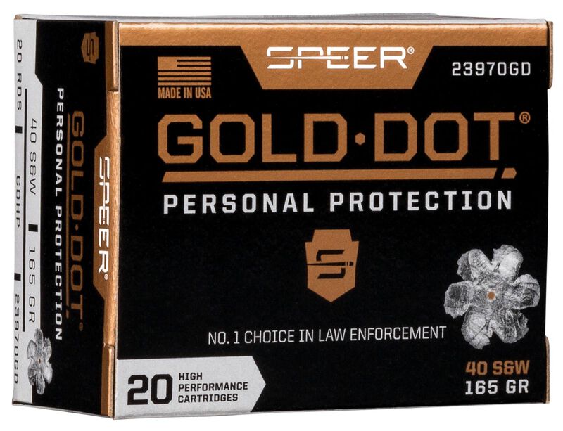 Gold Dot Handgun Personal Protection, 40 S&amp;W, 165 Grain, Gold Dot Hollow Point, 1150 fps