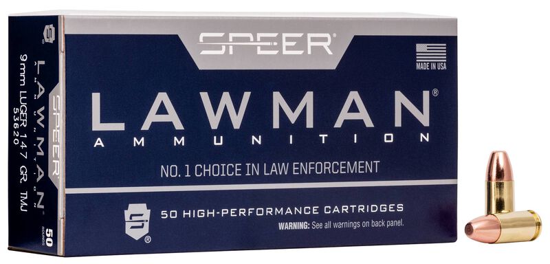 Lawman Handgun Training, 9mm Luger, 147 Grain, Total Metal Jacket, 985 fps