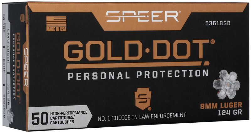 Gold Dot Handgun Personal Protection, 9mm Luger, 124 Grain, Gold Dot Hollow Point, 1150 fps