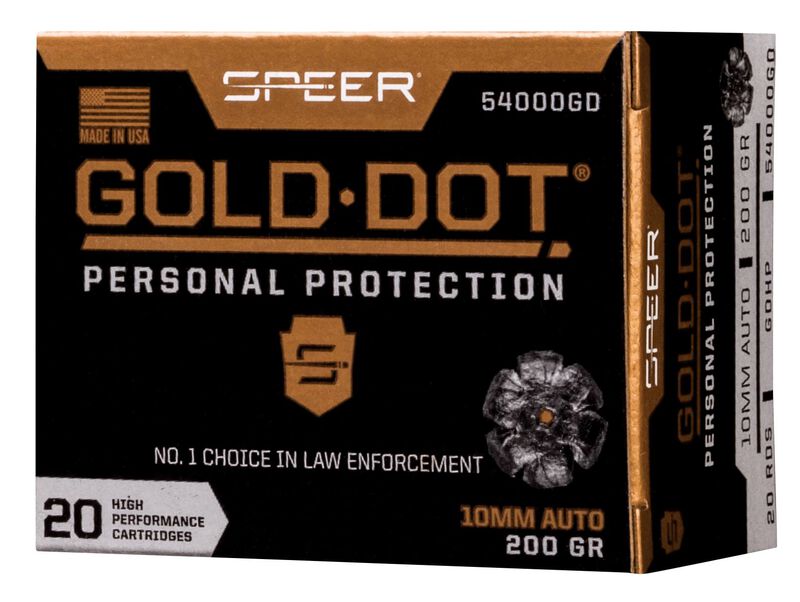 Gold Dot Handgun Personal Protection, 10mm Auto, 200 Grain, Gold Dot Hollow Point, 1100 fps