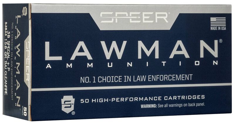 Lawman Handgun Clean-Fire Training, 38 Special +P, 158 Grain, Total Metal Jacket, 900 fps