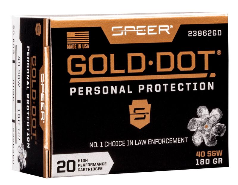 Gold Dot Handgun Personal Protection, 40 S&amp;W, 180 Grain, Gold Dot Hollow Point, 1025 fps