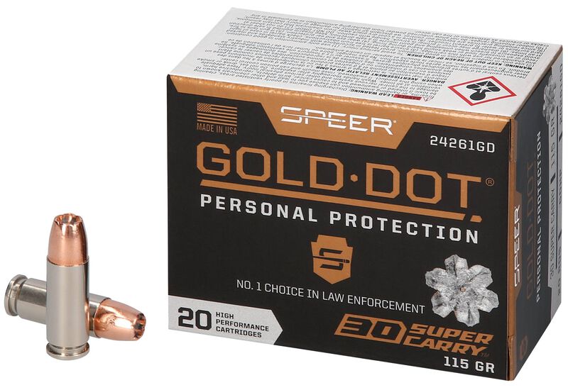 Gold Dot Handgun Personal Protection, 30 Super Carry, 115 Grain, Gold Dot Hollow Point, 1150 fps