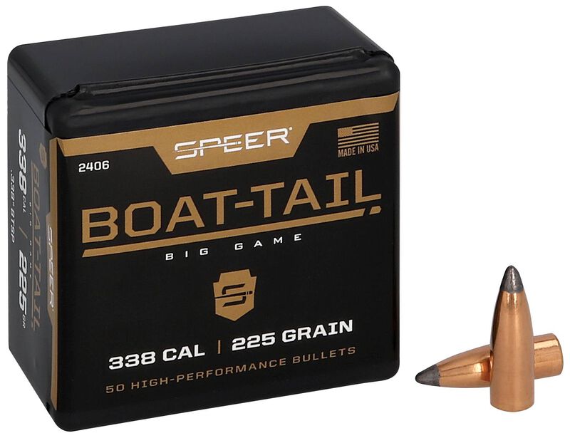 Boat-Tail Rifle Bullet, .338, 225 Grain