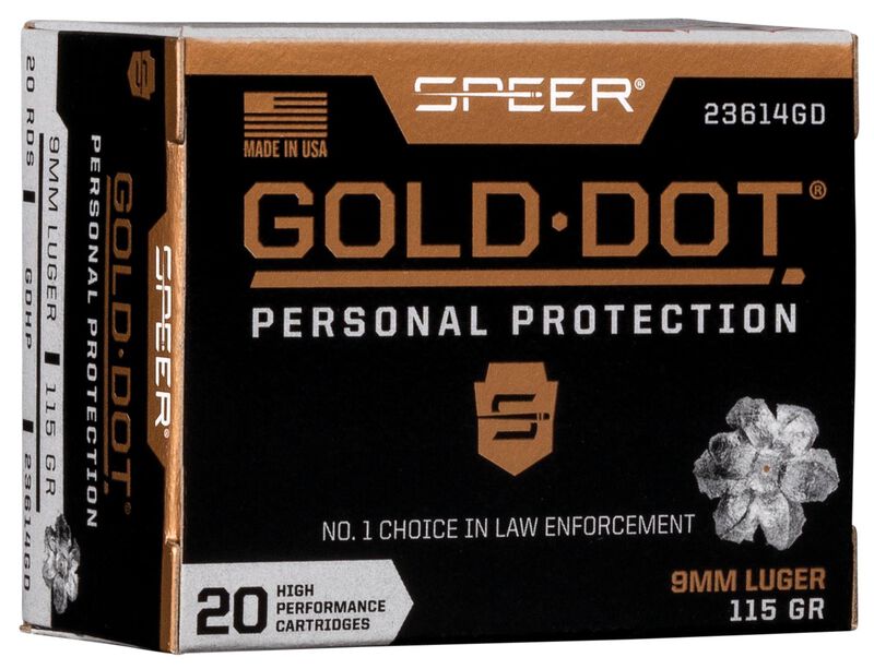 Gold Dot Handgun Personal Protection, 9mm Luger, 115 Grain, Gold Dot Hollow Point, 1210 fps