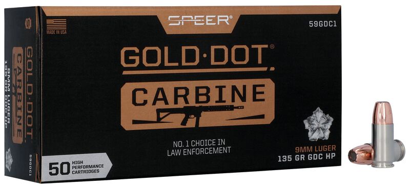 Gold Dot Carbine, 9mm Luger, 135 Grain, Gold Dot Carbine, 1170 fps