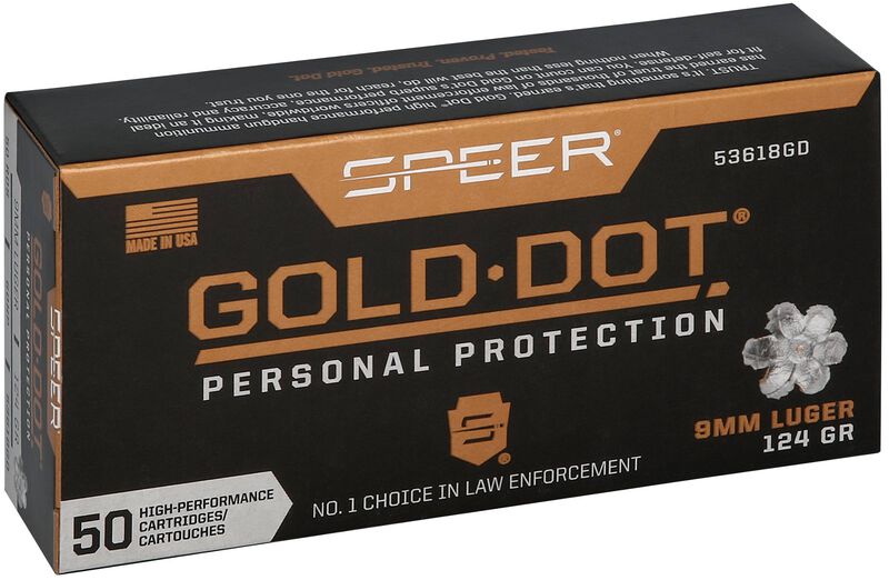 Gold Dot Handgun Personal Protection, 9mm Luger, 124 Grain, Gold Dot Hollow Point, 1150 fps