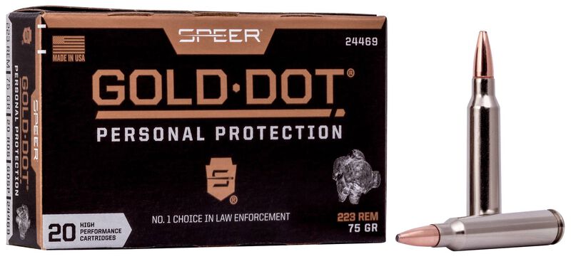 Gold Dot Rifle Personal Protection, 223 Rem, 75 Grain, Gold Dot Soft Point, 2775 fps