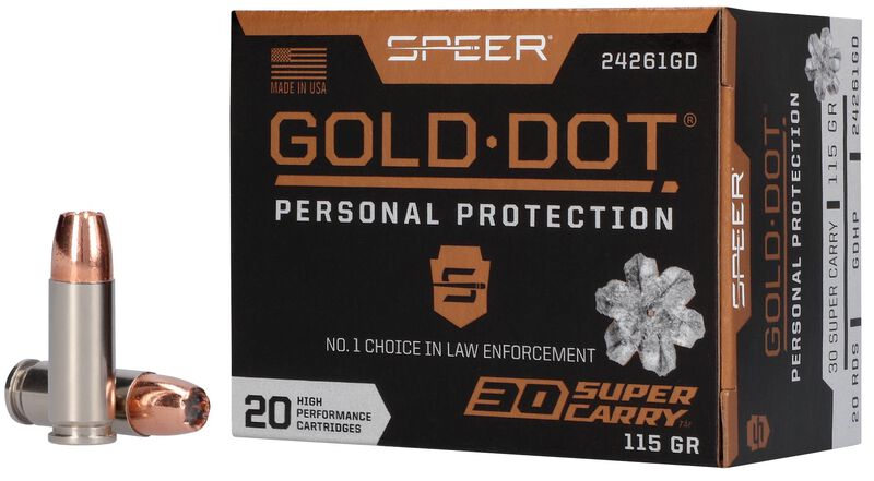 Gold Dot Handgun Personal Protection, 30 Super Carry, 115 Grain, Gold Dot Hollow Point, 1150 fps