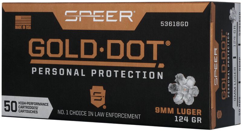 Gold Dot Handgun Personal Protection, 9mm Luger, 124 Grain, Gold Dot Hollow Point, 1150 fps