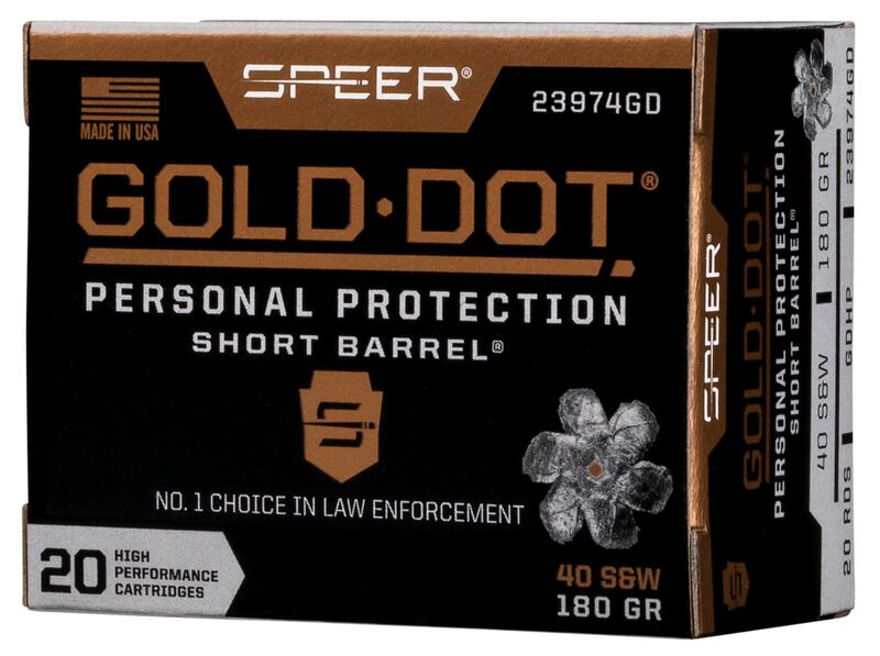 Gold Dot Short Barrel Personal Protection, 40 S&amp;W, 180 Grain, Gold Dot Hollow Point Short Barrel, 950 fps