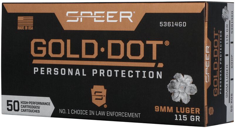 Gold Dot Handgun Personal Protection, 9mm Luger, 115 Grain, Gold Dot Hollow Point, 1210 fps