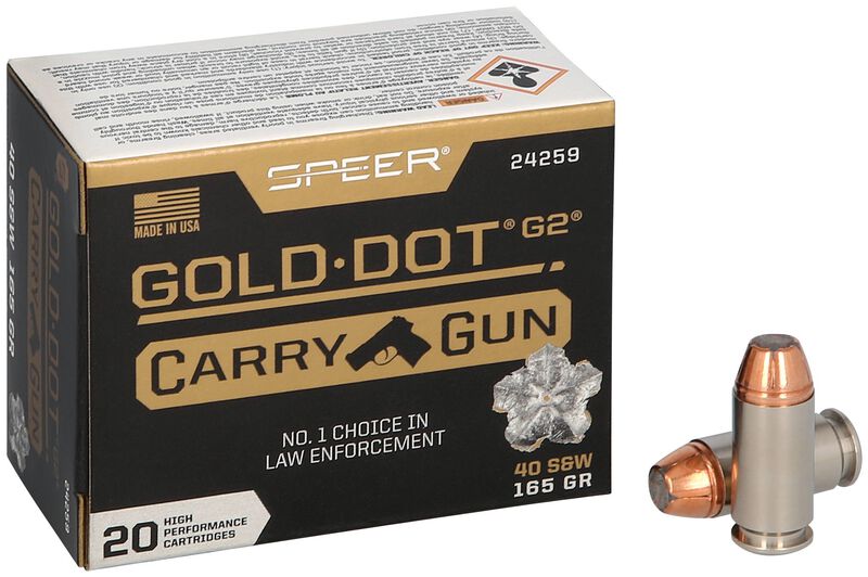 Gold Dot Carry Gun, 40 S&amp;W, 165 Grain, Gold Dot Hollow Point, 1150 fps