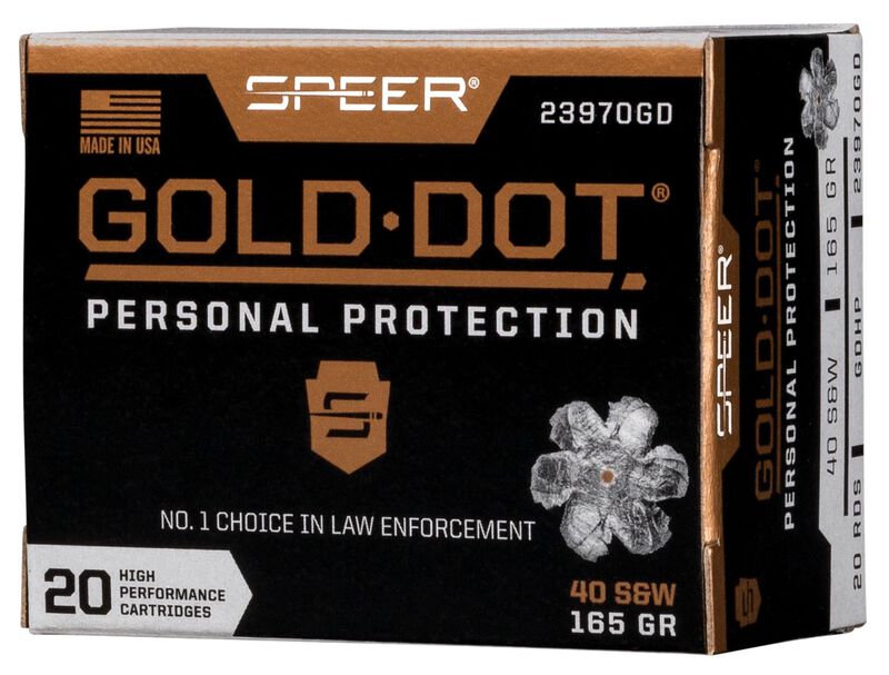 Gold Dot Handgun Personal Protection, 40 S&amp;W, 165 Grain, Gold Dot Hollow Point, 1150 fps