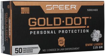 Gold Dot Handgun Personal Protection, 9mm Luger, 115 Grain, Gold Dot Hollow Point, 1210 fps