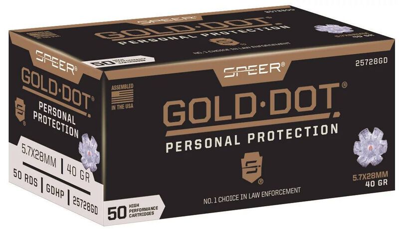 Gold Dot Personal Protection, 5.7x28mm, 40 Grain, Gold Dot Hollow Point, 1800 fps
