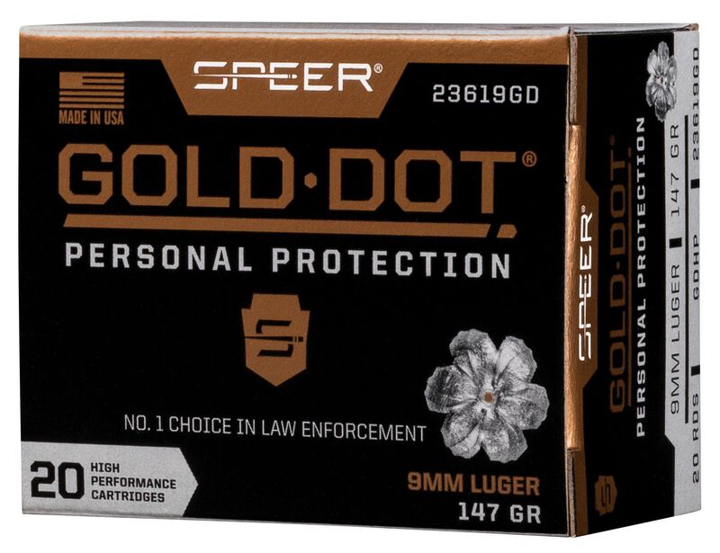 Gold Dot Handgun Personal Protection, 9mm Luger, 147 Grain, Gold Dot Hollow Point, 985 fps