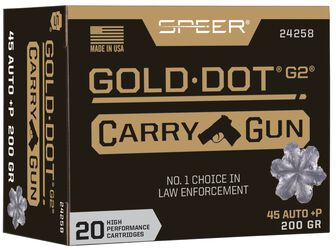 Gold Dot Carry Gun, 45 Auto +P, 200 Grain, Gold Dot Hollow Point, 1080 fps