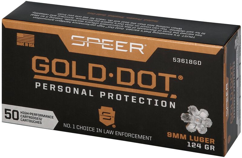 Gold Dot Handgun Personal Protection, 9mm Luger, 124 Grain, Gold Dot Hollow Point, 1150 fps