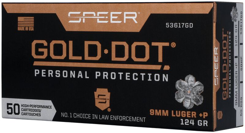 Gold Dot Handgun Personal Protection, 9mm Luger +P, 124 Grain, Gold Dot Hollow Point, 1220 fps