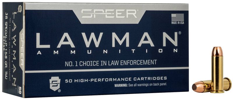 Lawman Handgun Training, 38 Special +P, 158 Grain, Total Metal Jacket, 900 fps