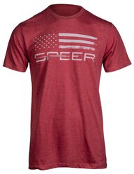 Speer Distressed Flag T-Shirt - Red